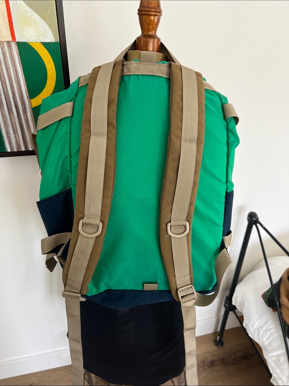 Topo Designs Men’s Teal & Navy Daypack with Tan Straps green blue - Picture 2 of 4